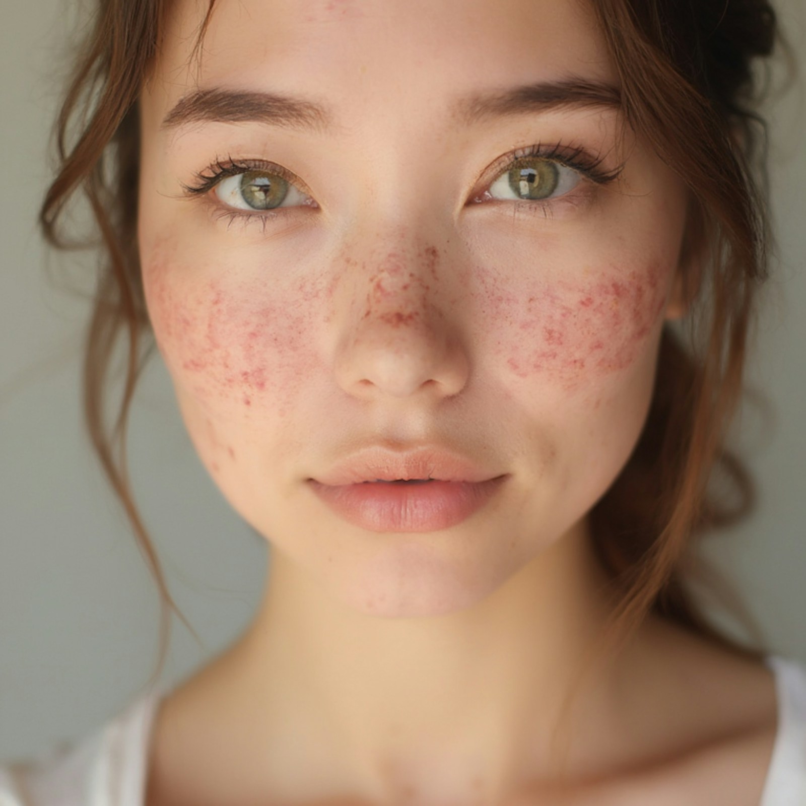A natural portrait with freckles
