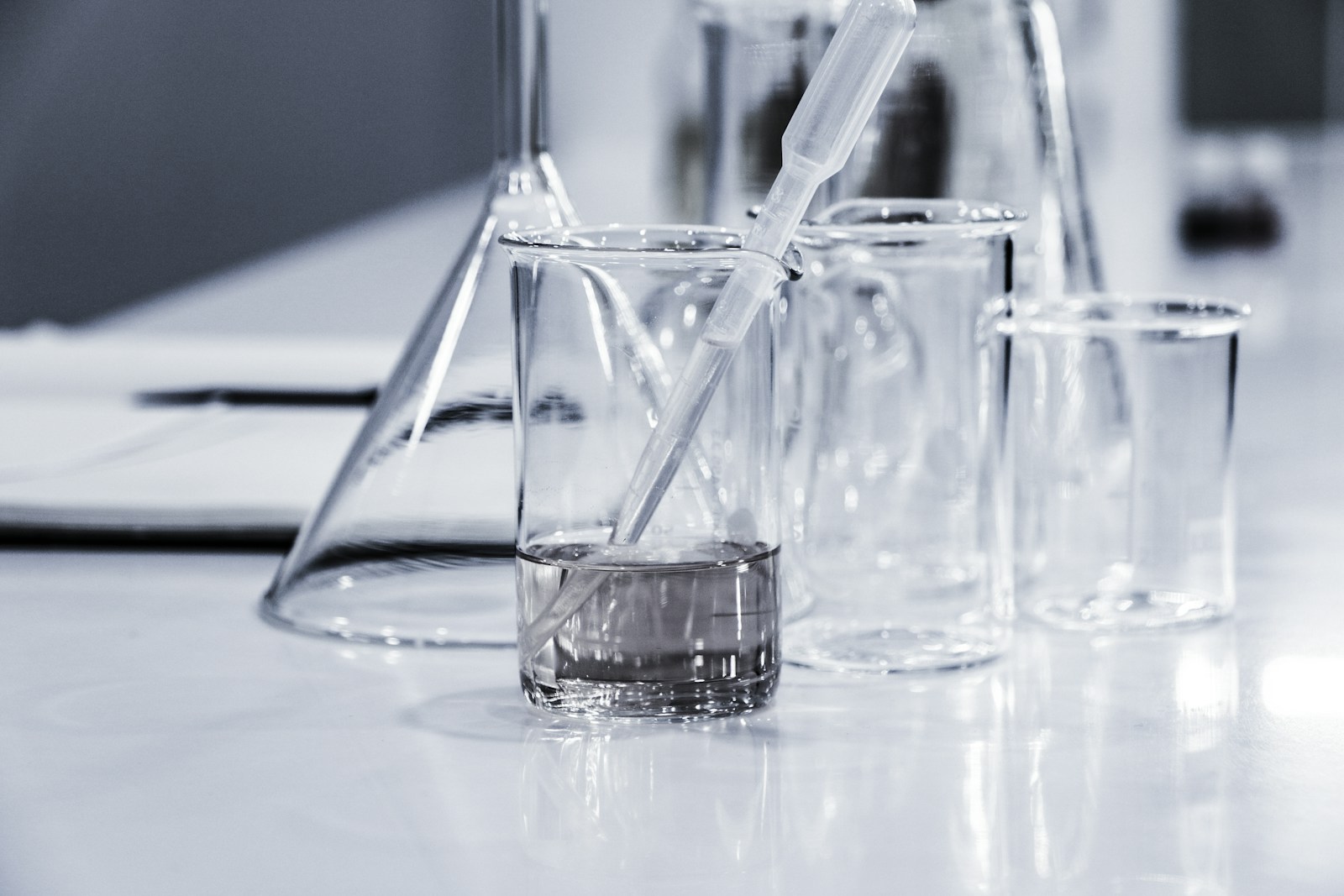 Laboratory glassware; illustrative research photography
