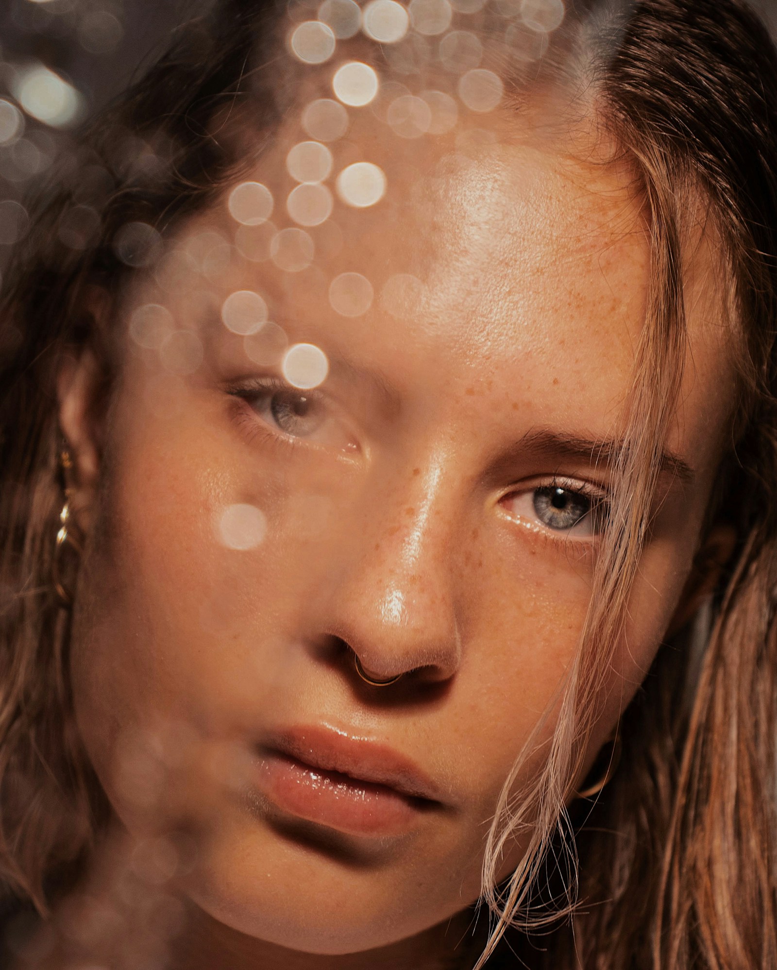 Natural skin in warm sunlight